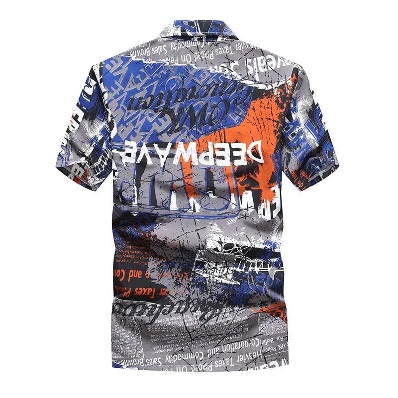 

Mens Clothing 2021 Men's Beach Shirt Printing Short-sleeved Hawaiian Quick-drying Men's Casual Loose Loose Beach Shirt