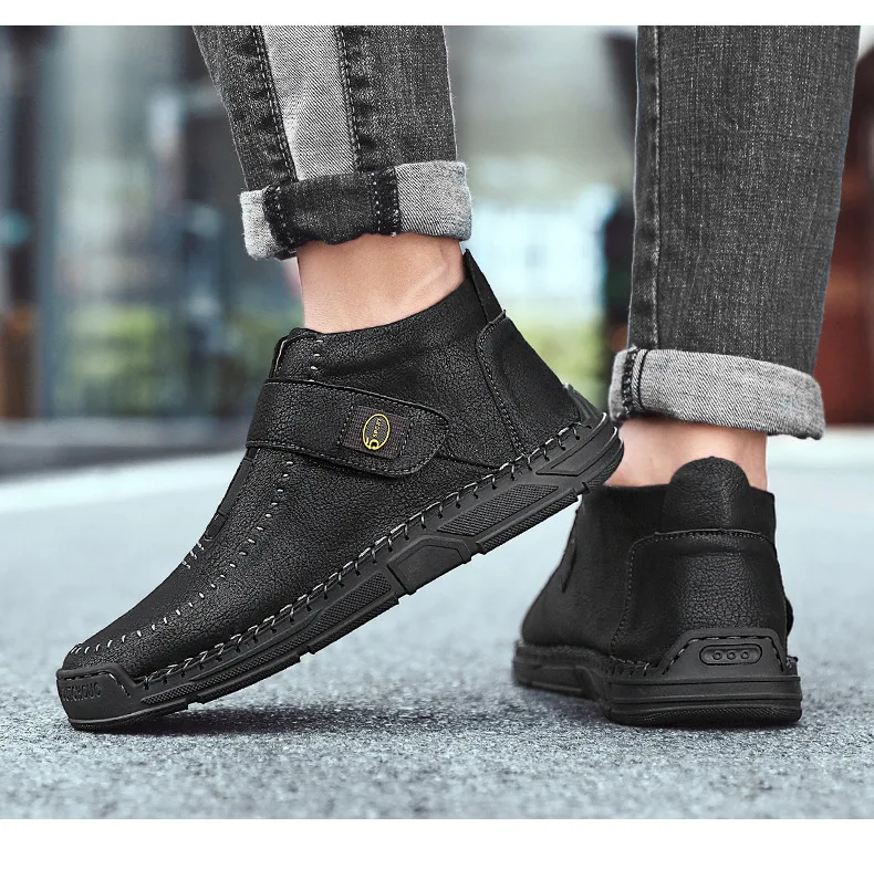 

AQ622 2020 Chelsea boots mid-top Martin boots men's British high-top Genuine Leather shoes casual boots