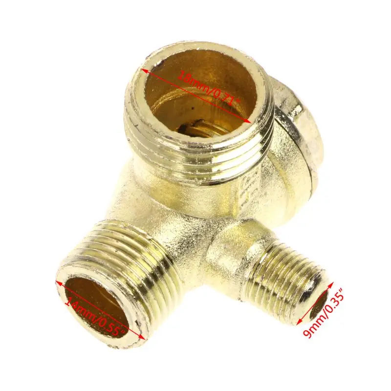 Male Thread 3 Way Metal Air Compressor Check Valve Gold Tone R9JF | Обустройство дома