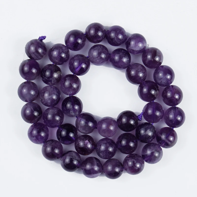 

Natural Stone Smooth Clear Purple Amethyst A Round Loose Beads 4/6/8/10/12mm for DIY Jewelry Making Neckalce Accessories 15''