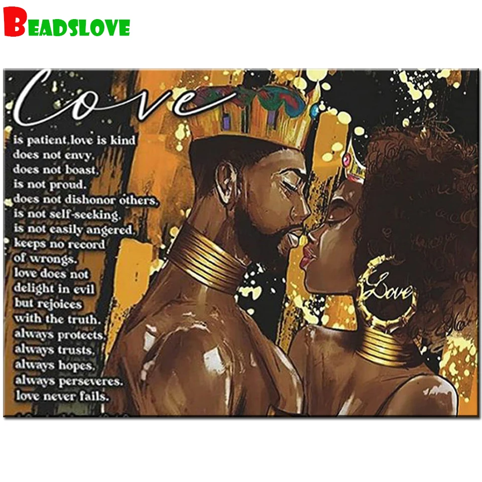 

3D Diy African Royal Couple Diamond Painting Art Diamond Picture stitch cross Rhinestone Mosaic Gift Home Wall Decoration B176