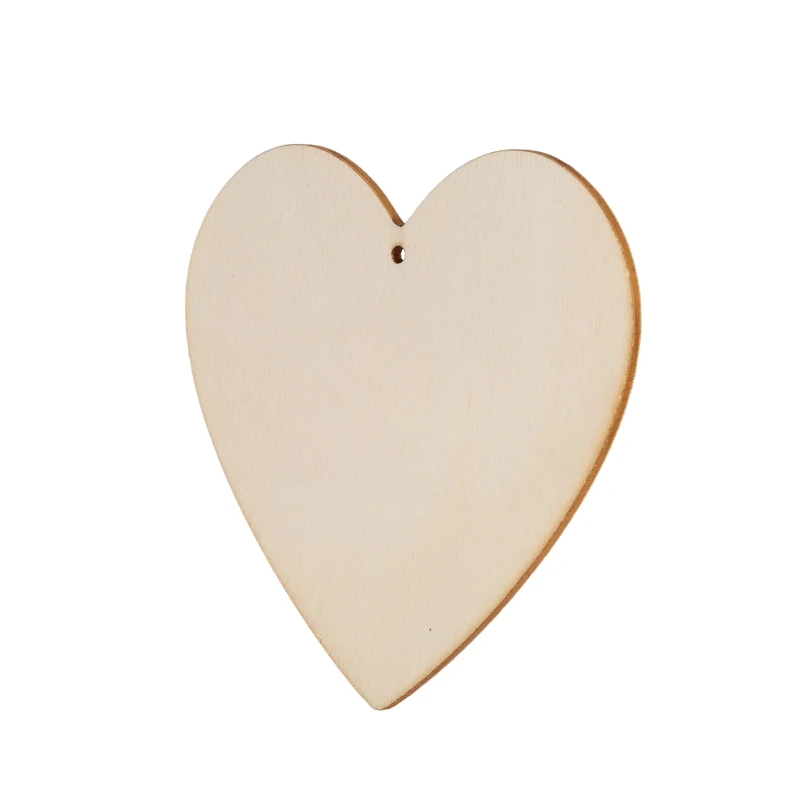 10 x деревянные формы сердца большие простые ремесленные бирки с отверстием (10