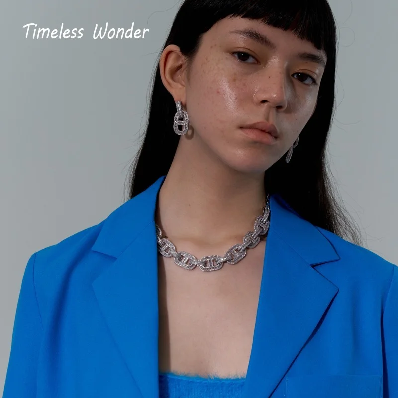 ?? タイムレス不思議見事なジルコニア豚鼻ステートメントネックレス女性宝飾デザイナートップファンシーインbontique滑走路レア3465