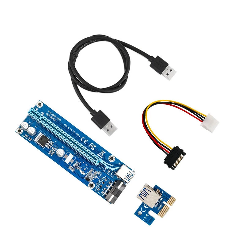 

PCI-E Adapter Card PCI-E 1X to 16X Extension Cable 4Pin Dedicated USB 3.0 Image Adapter Board for BTC Mining