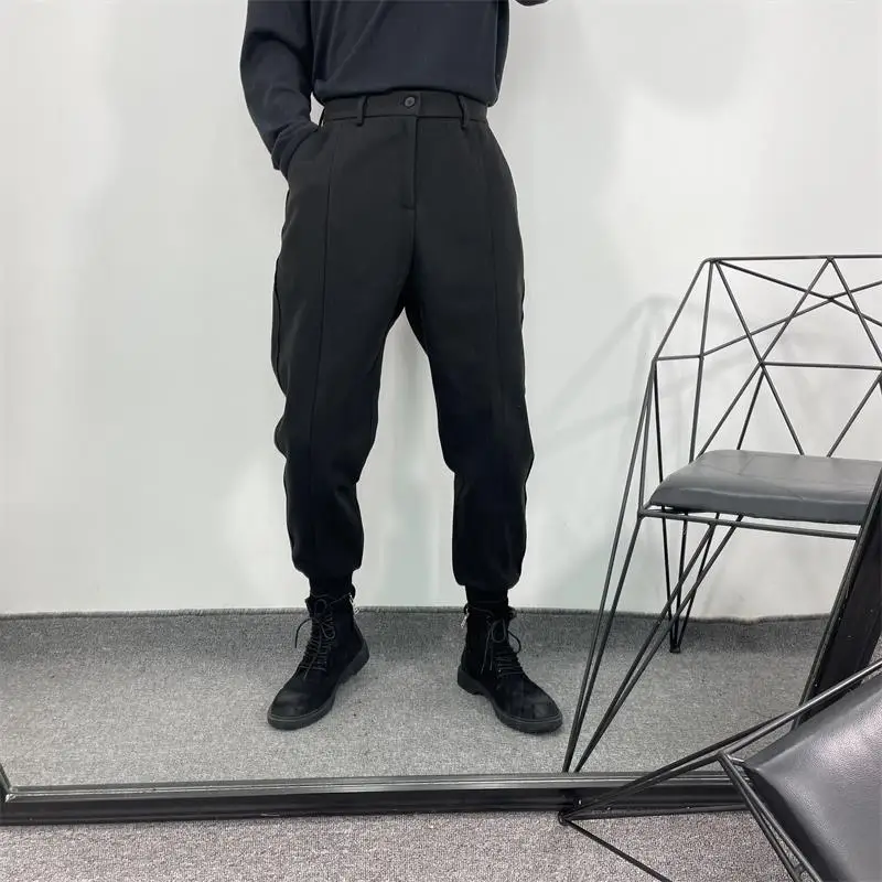 Men's Harlan Pants Winter New Thickened Dark Simple Fashion Popular Yamamoto Style Leisure Loose Large Pants