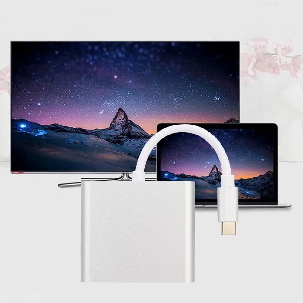 Мини-адаптер с разъемами типа C на HDMI+ PD для зарядки питания и USB3.0 для игровой консоли