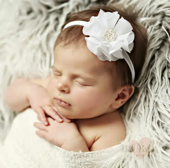 

Повязка на голову детская шифоновая эластичная, с жемчугом, 1 шт.