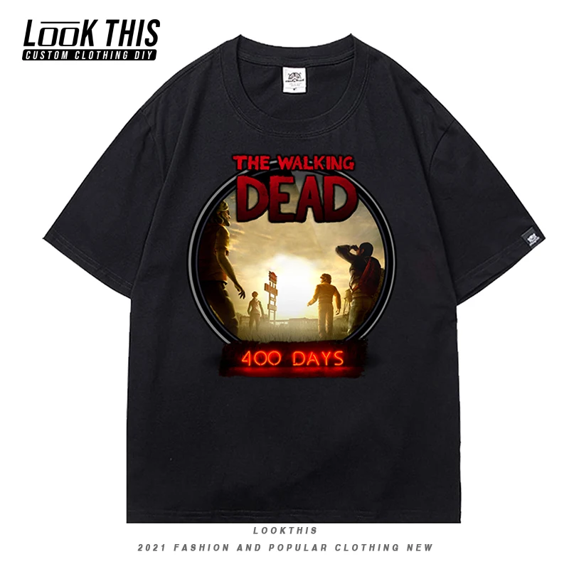 

The Walking Dead 2021 Summer Loose Black Short Sleeve T-shirts Top Gothic Women's T-shirt Girl Unisex Street Oversized T-shirt