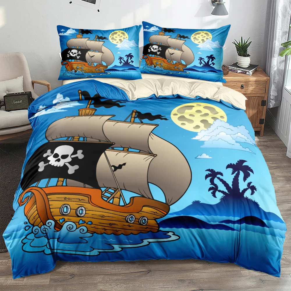 

Quality Blue Sea Corsair Bed Linen Bedclothes With Pillowcases Twin Full/Double Queen King Sizes Soft Bedding Set Home Textiles