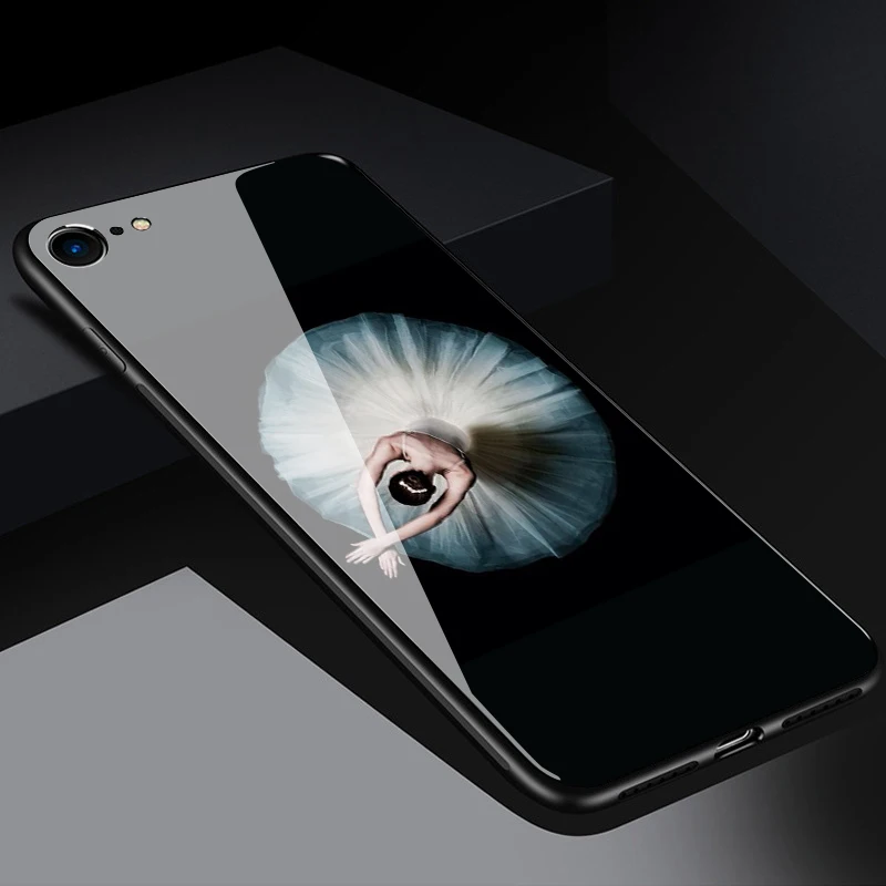 Тонкое закаленное стекло+ мягкая силиконовая рамка задняя крышка для iphone XM XS XR X 8 7 6 6S Plus чехол с изображением Луны и звездным принтом чехол для телефона s - Цвет: type 6