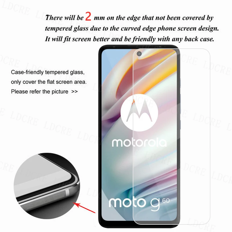 Cristal transparente 2.5D para Motorola Moto G60, Protector de pantalla para Moto G60, pel&iacute;cula protectora de vidrio templado para Moto G60, pel&iacute;cula de lente-1