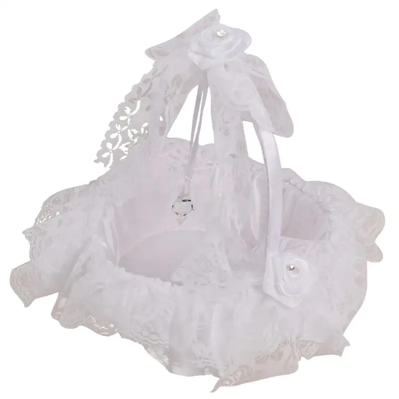 1 шт. свадебная корзина сатиновая кружевная Хрустальная со стразами для