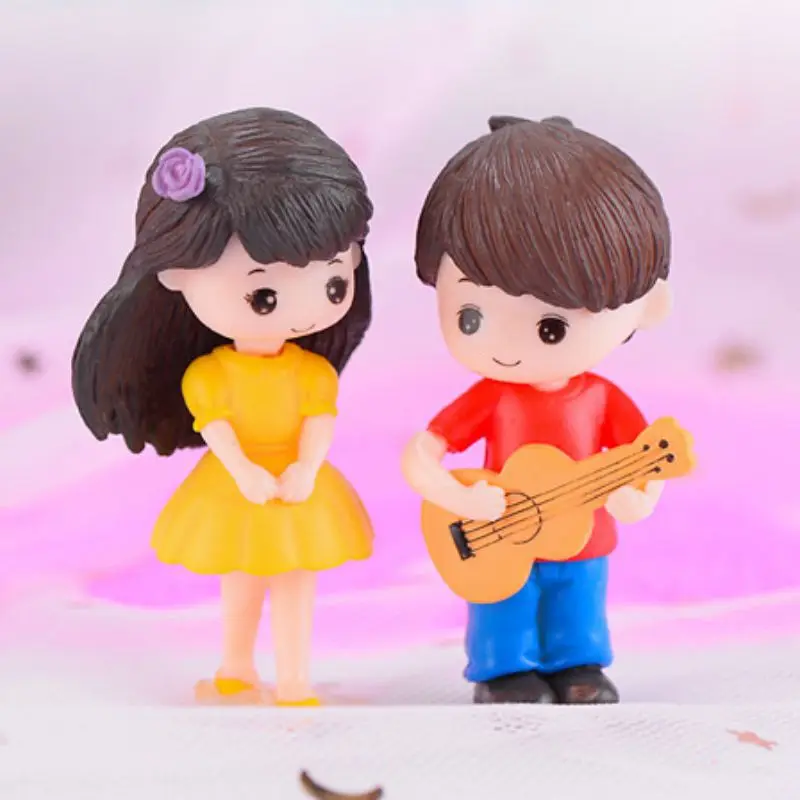 Гитара пар Сказочный Сад миниатюра орнамент DIY Кукольный дом украшения для дома и