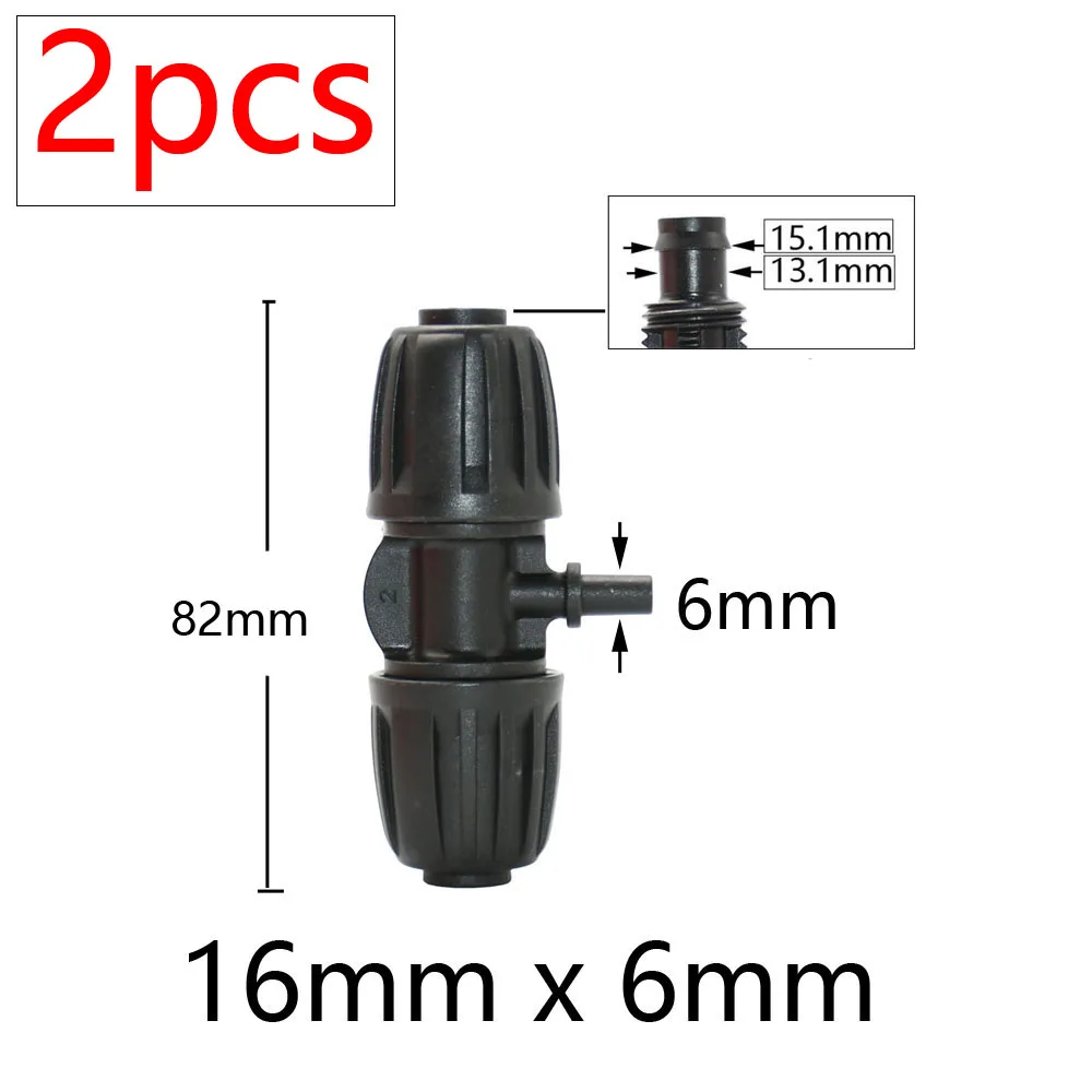 plant watering kit 2Pcs 16mm 1/2'' PE Pipe Connector Splitter Tee Coupling Threaded Lock to 4/7mm 3/5mm Hose Garden Watering Drip Irrigation drip irrigation kit for container gardening