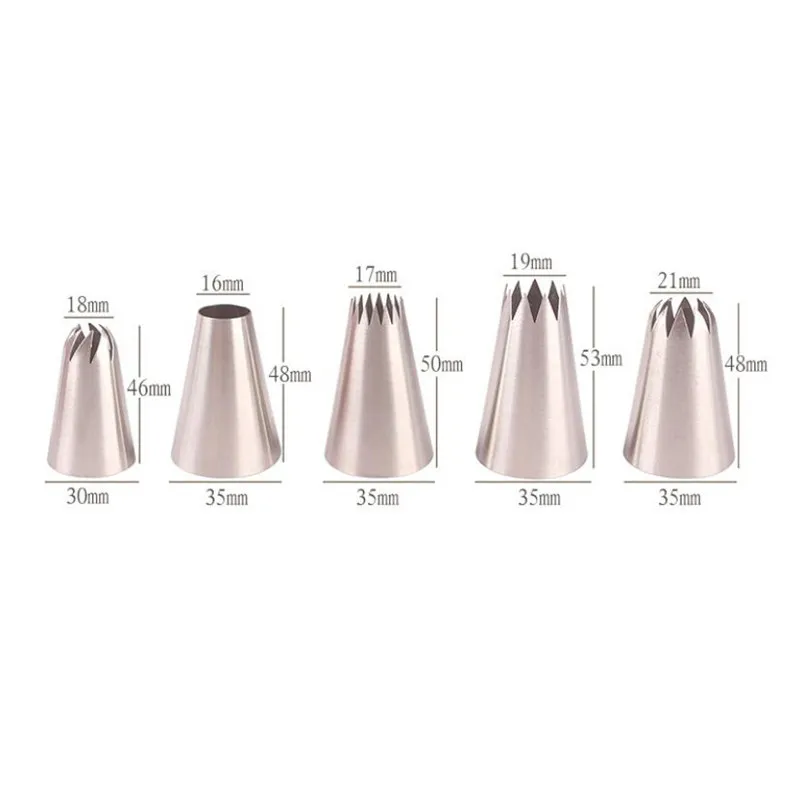 

5pcs / lot Large Russian Icing Piping Pastry Nozzle Tips Baking Tools Cakes Decoration Set Stainless Steel Nozzles Rose Cupcake