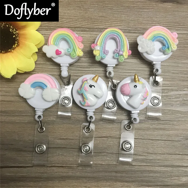 Милый Единорог красочное облако выдвижной значок медсестры катушка анти-потеря