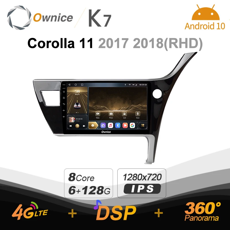 Автомобильный радиоприемник Ownice K7 6G + 128G для Toyota Corolla 11 2017 2018 android 10 0 BT 5 с