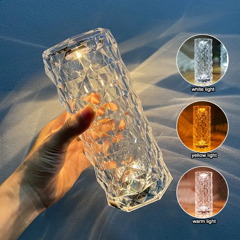 

LED Crystal Lamp Diamond Rose Light Table Lamps Decoration Touch Atmosphere Night Light Bedside Restaurant Bar Lighting Fixtures