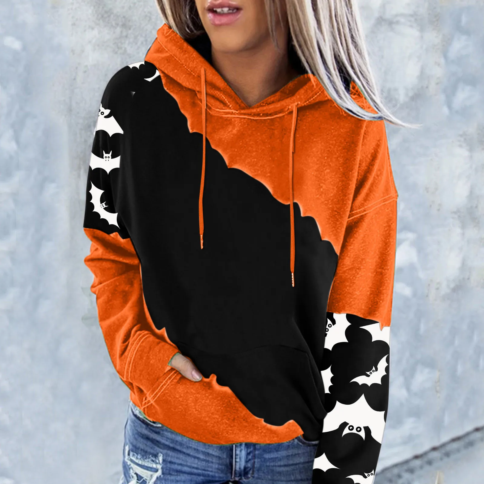 

Женские толстовки на Хэллоуин с длинным рукавом, Повседневная Толстовка с капюшоном, Женский пуловер, топы, женская зимняя теплая толстовка...