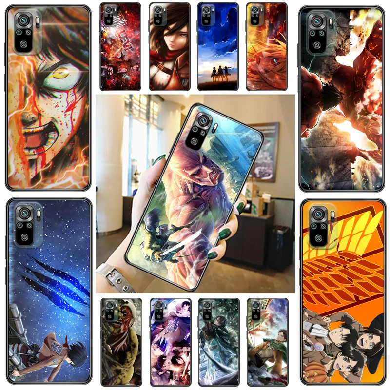 

Attack On Titan Mikasa Ackerman Armin Arlert Levi Eren Jager Phone Case For Xiaomi Redmi Note 10 Pro 10T 5G 10S Cases Coque