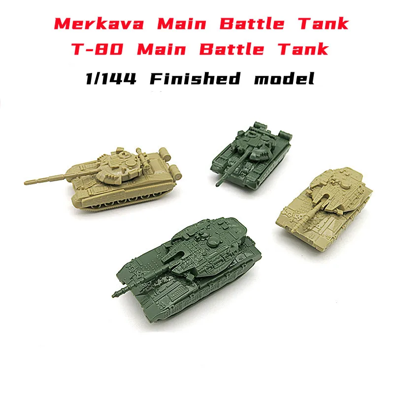

4pcs/set 1/144 Fighter Tanks Model T-80/Merkava MK4 Main Battle Tank Model Mini Military Panzer Toy