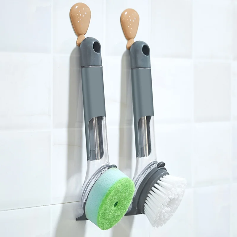 

Kitchen Tool Wash Dishes Brush Pot Product Multi-functional Does Not Damage Pot Long Handle Sponge Automatic Liquid Filling