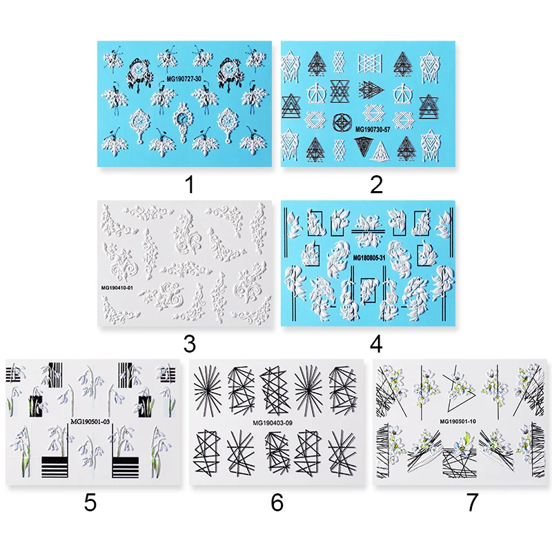 Наклейки для ногтей 5D 1 шт. наклейки с цветами и геометрическим рисунком красивые