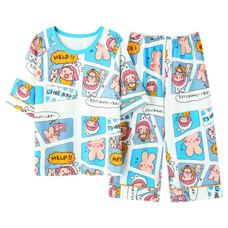 

Pliktea Summer Women's Cotton Home Clothes Pajamas with Short Ladies Pajama Sets For Women Cotton Summer SleepWear Atoff Home