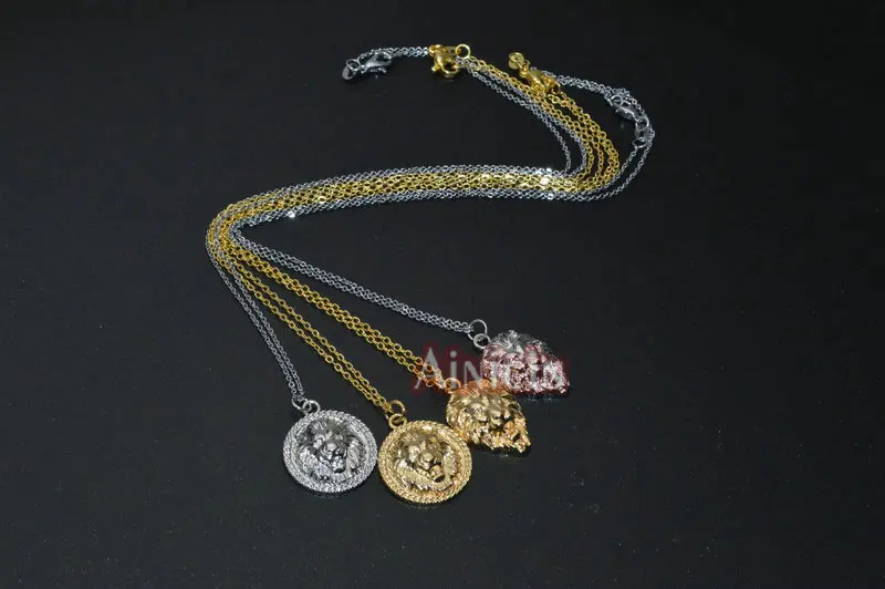 Ожерелье унисекс металлическая подвеска в виде головы льва 45 см 10 шт./лот |