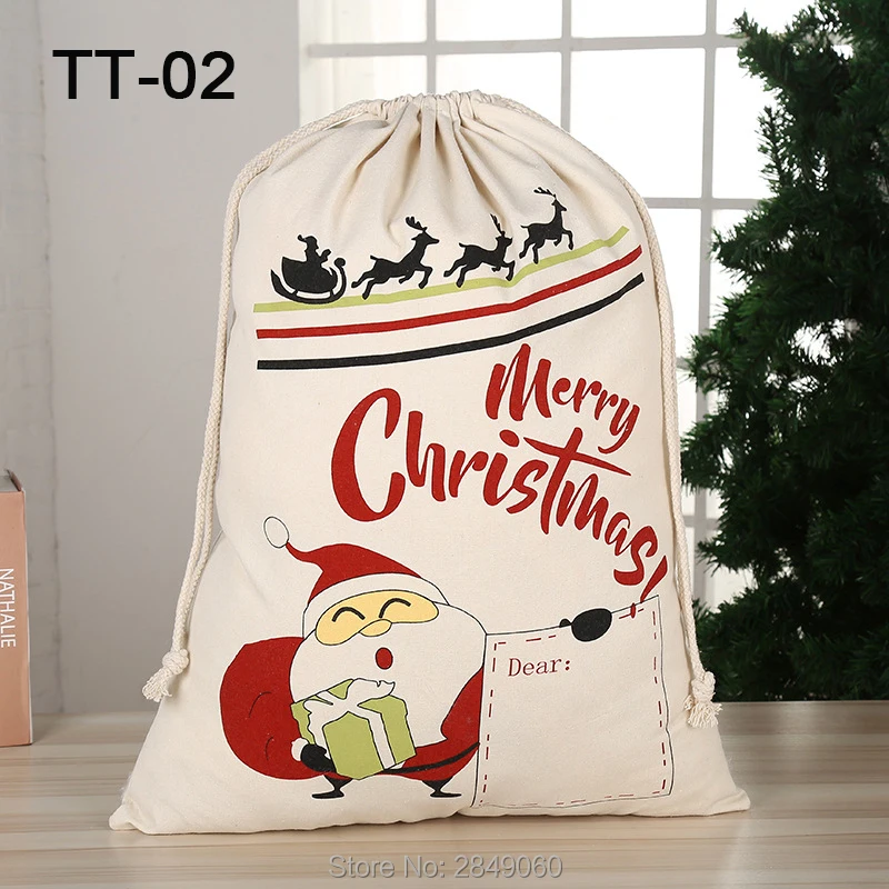 Customized Santa Sacks Christmas Bag 10pcs/lot Kids Drawstring Canvas Large Claus Personalized Party Gift | Дом и сад