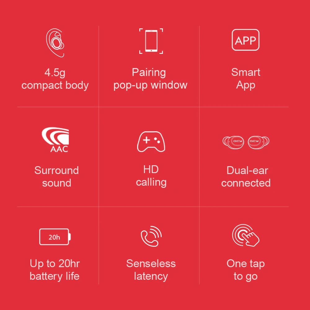 

Xiaomi Youpin QCY M10 TWS Earphone Wireless T4 Earbuds Bluetooth 5.0 App ACC SBC IPX4 Waterproof DSP Noice Reduction
