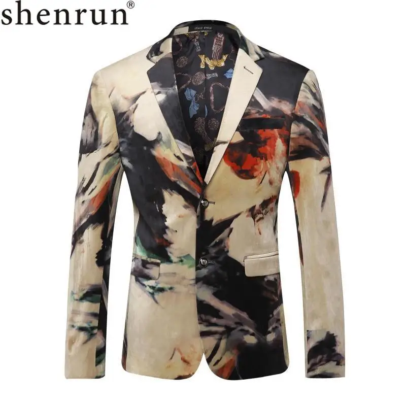

Shenrun, Мужской Блейзер, цветной, итальянский стиль, повседневный костюм, куртки Вечерние, спортивные пиджаки для выпускного, для мужчины, сценический костюм, однобортный