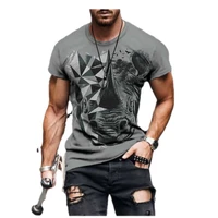 summer mens t shirt street fashion retro primitive style horned skull 3d clothes large size men top loose pullover t shir