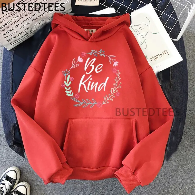 

Be Kind Women Hoodies Harajuku Streetwear 2021 New Fashion Round Neck Ulzzang Hoodies Casual Clothes Long Sleeve Tops Hoodies