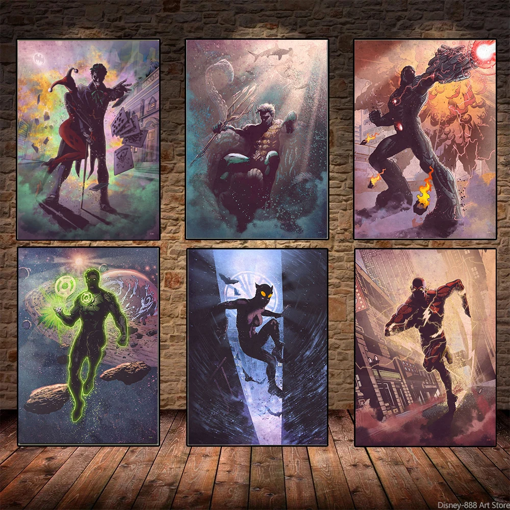 

Marvel Avengers Anime Poster Superhero Comics Canvas Painting Print Cartoon Mural Iron Man Wall Art Picture for Kids Room Decor