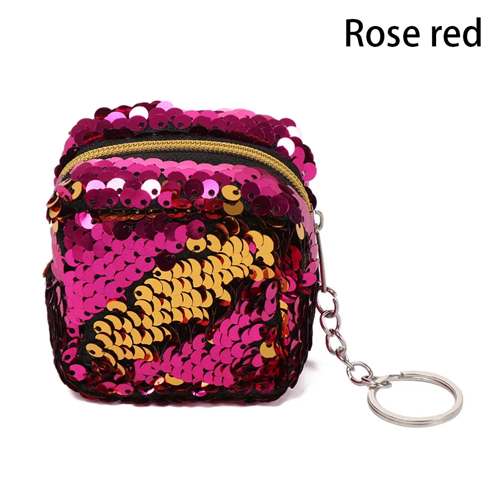 rose red 1 Женские мини портативные сумки с принтом Совы/единорога/фламинго, модный кошелек для монет, держатель для карт, кошелек, чехол для ключей, сумка для макияжа с героями мультфильмов - Цвет: rose red 1