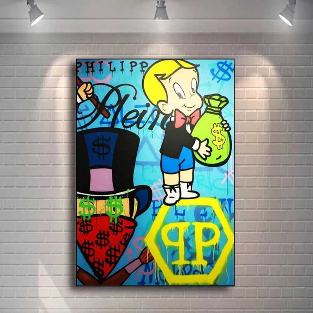 

Alec Monopolyingly Big Rich Man City Street Graffiti Art Posters and Prints Money Dollar Canvas Wall Paintings Living Room Decor