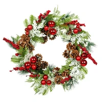 new christmas door wreath pine berry artificial wreaths for holiday festival home farmhouse wall decor