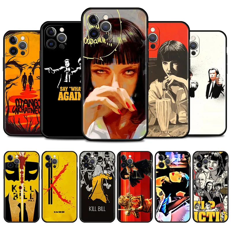 

Phone Case for iPhone 14 11 12 13 Pro XR 7 8 X XS Max 6 6S Plus 5 5S SE 2020 Black Soft Cover Shell Pulp Fiction kill bill