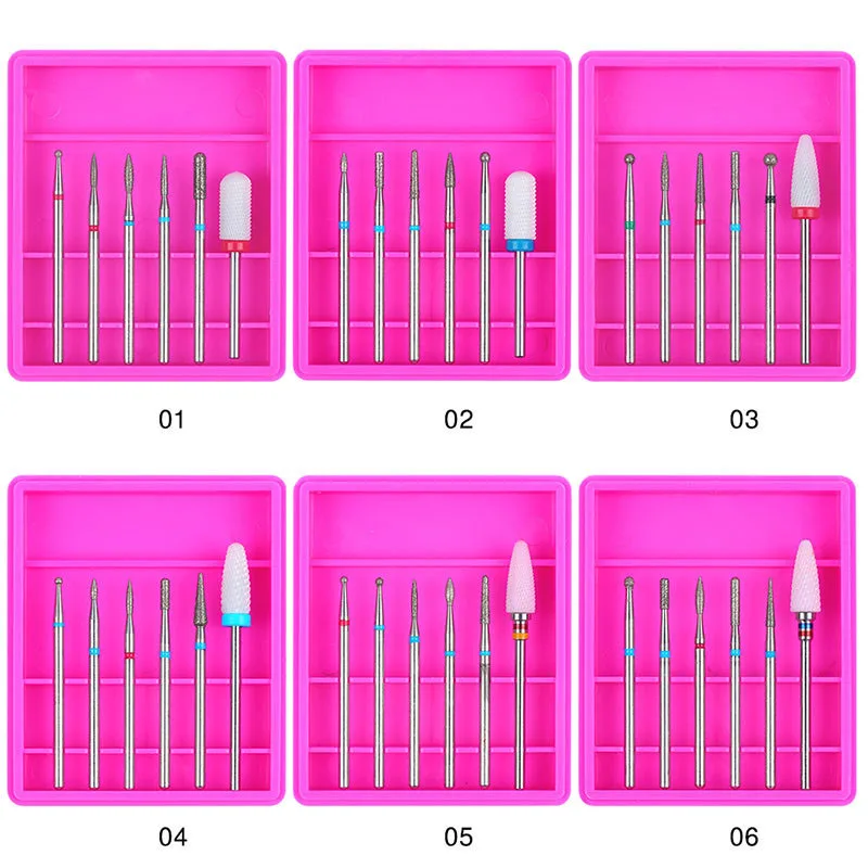 Набор керамических Алмазных фрез для маникюра набор из 6 насадок электрической