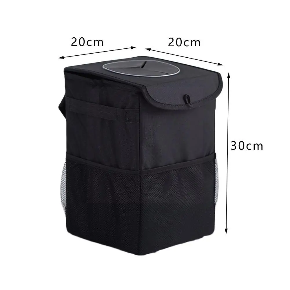 

Multipurpose Car Trash Can with Lid and Storage Pockets Garbage Hanging Bin Organizer Waterproof Leak-Proof Bag Trash Auto Y2U0