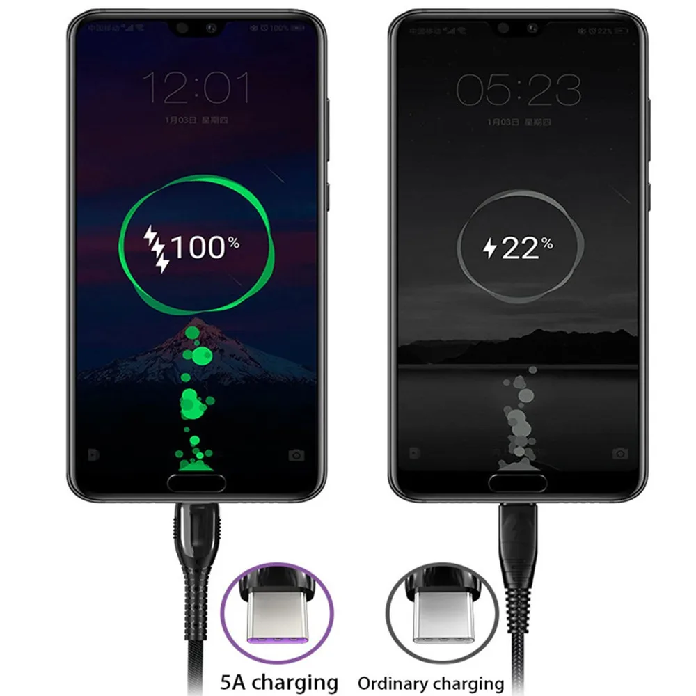 USB C Type кабель 5A 40 Вт QC 3 0 Для Huawei Mate 30 Кабель для быстрой зарядки зарядного