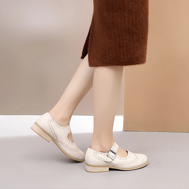 Женские туфли оксфорды на плоской подошве Модная женская обувь из натуральной