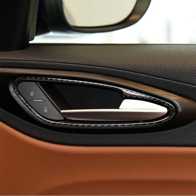 

Carbon Fiber Car Accessories Interior Door Handle Frame Decoration Cover Trim Stickers For Alfa Romeo Giulia 2017 2018 2019