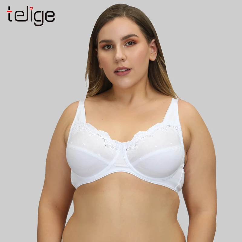 Белые бюстгальтеры мягкие из хлопка с полной чашкой для женщин большого размера
