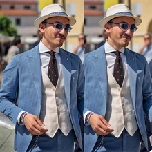 Spring Designer Men Suits Fashion Latest Classic Peaked Lapel Jacket Casual Daily Blue Blazer 2 Pieces Suit Set Costumes Hommes (4)