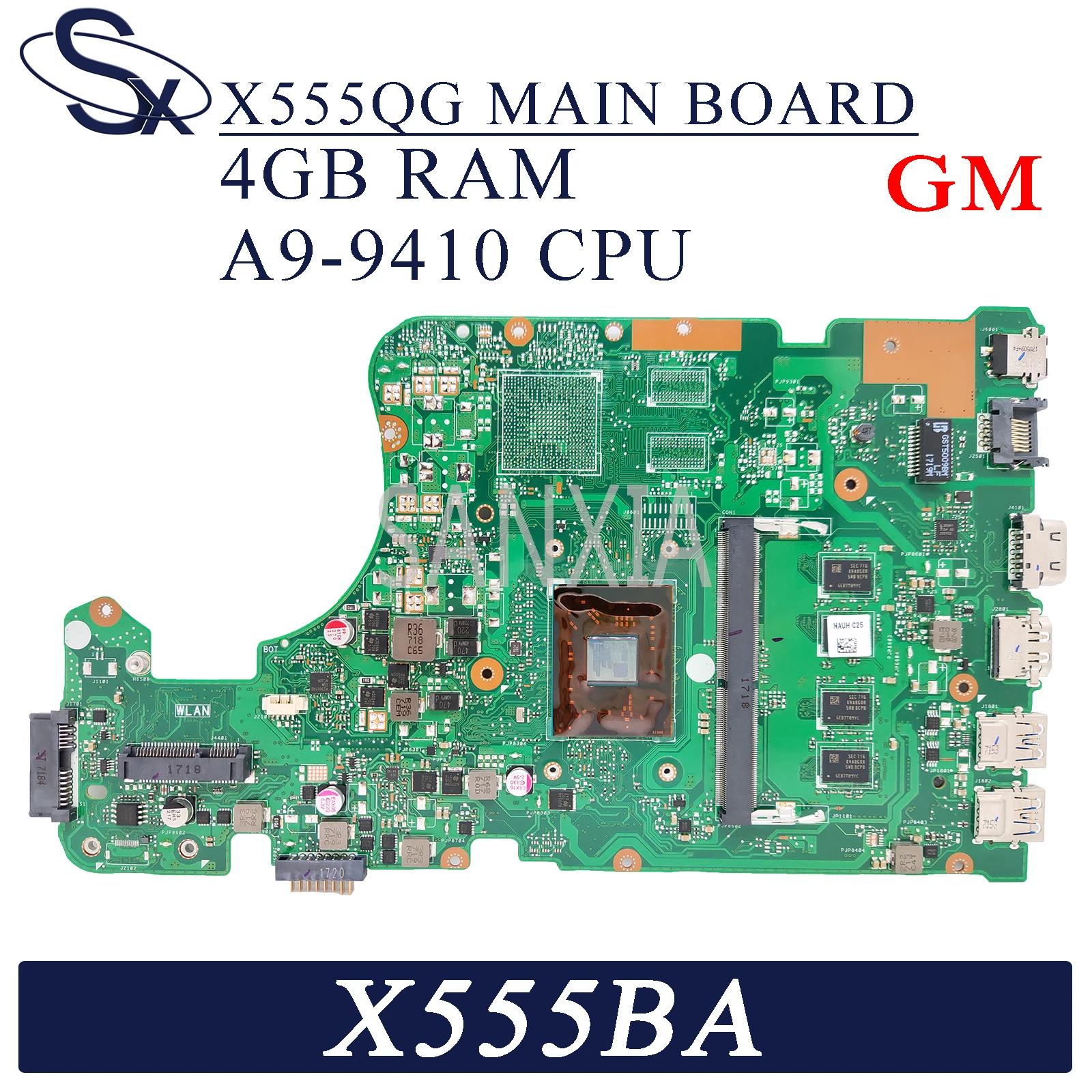 KEFU X555QG Laptop motherboard for ASUS X555BA X555BP X555B X555Q original mainboard 4GB-RAM A9-9410 CPU GM