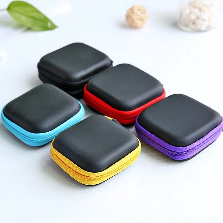 Чехол для наушников из искусственной кожи с квадратной застежкой молнией