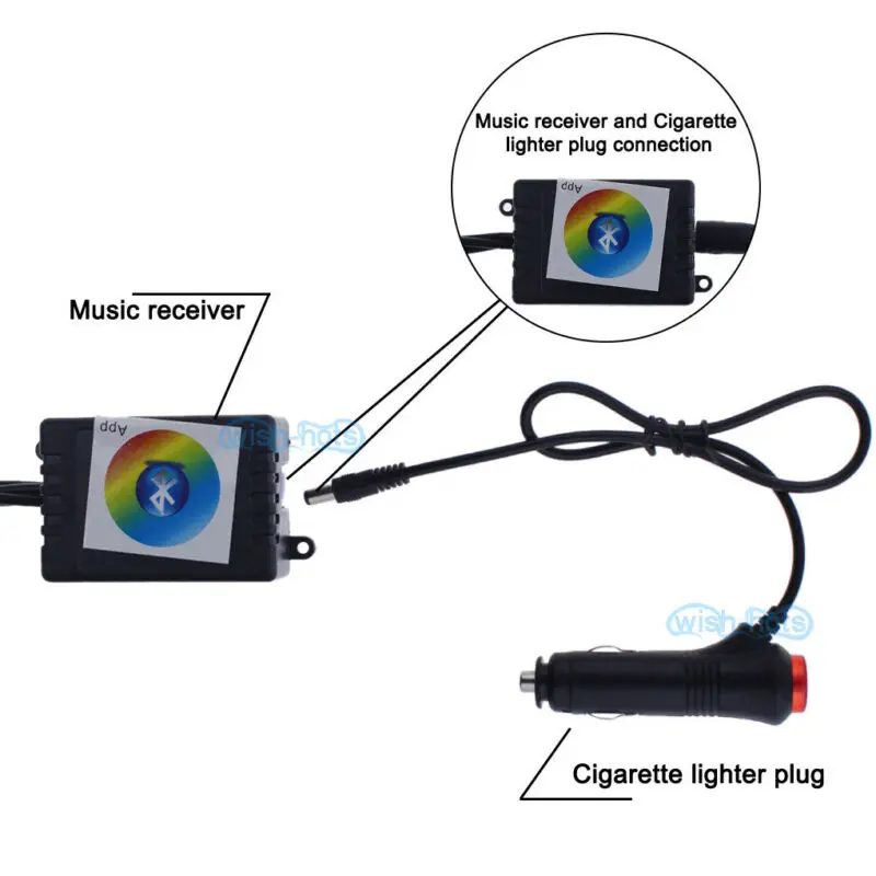 RGB светодиодный светильник полоса для салона автомобиля атмосферная лампа Bluetooth