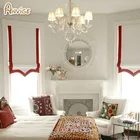 Новое поступление, плоские римские шторы белого цвета с красной полосой, Заказные римские шторы с установкой в комплекте